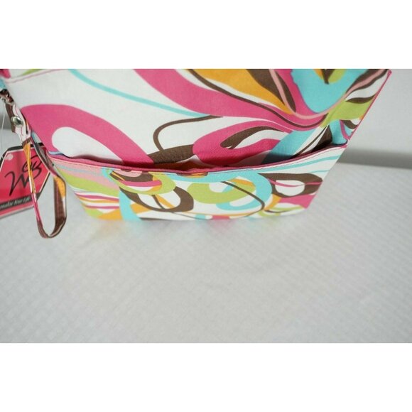 Tablet Bag Canvas Tech bag 3 pockets Multi Color Pattern Geometric New - Picture 4 of 6